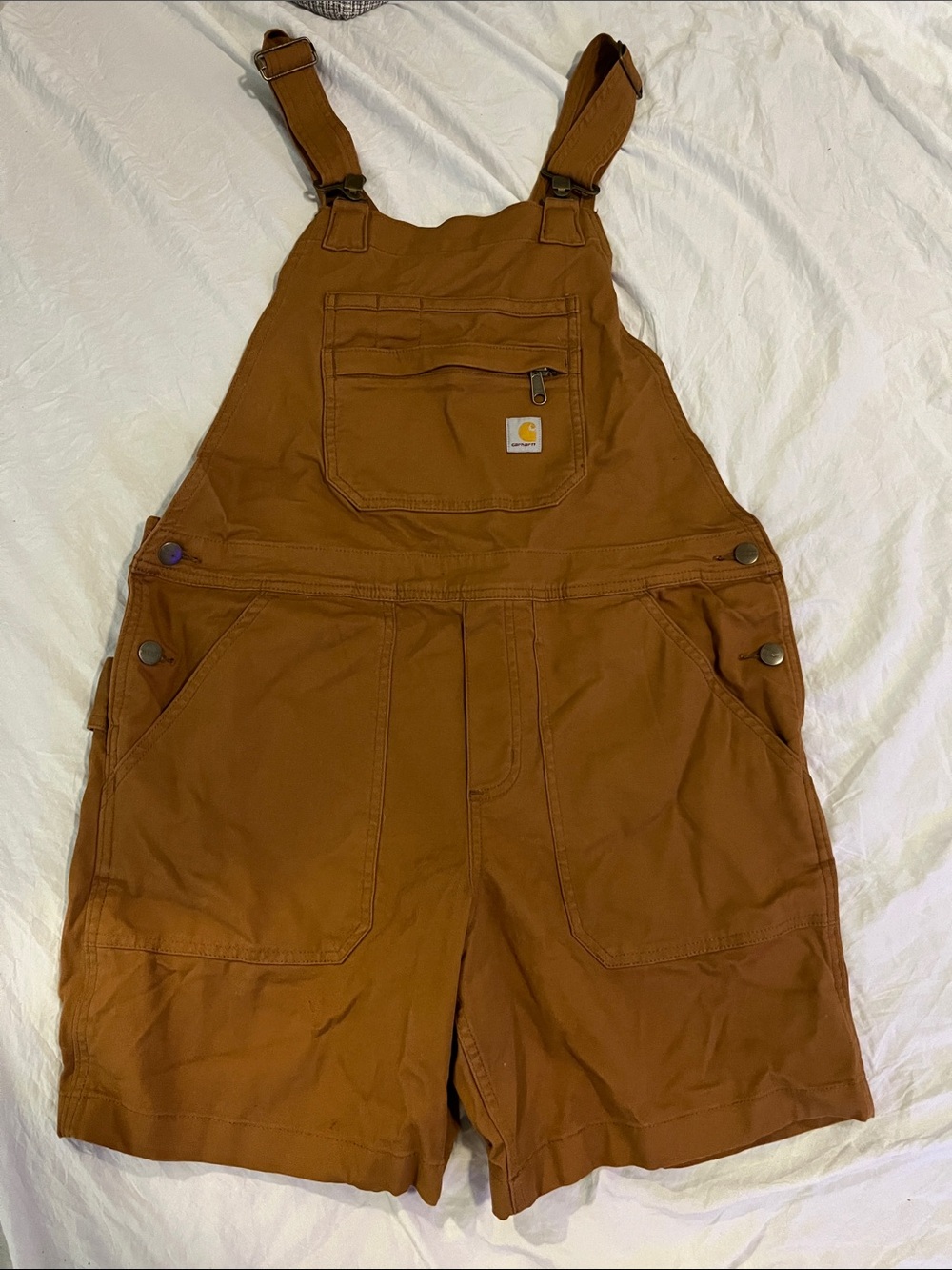 Carhartt Women's Rust Brown Short Overalls Romper